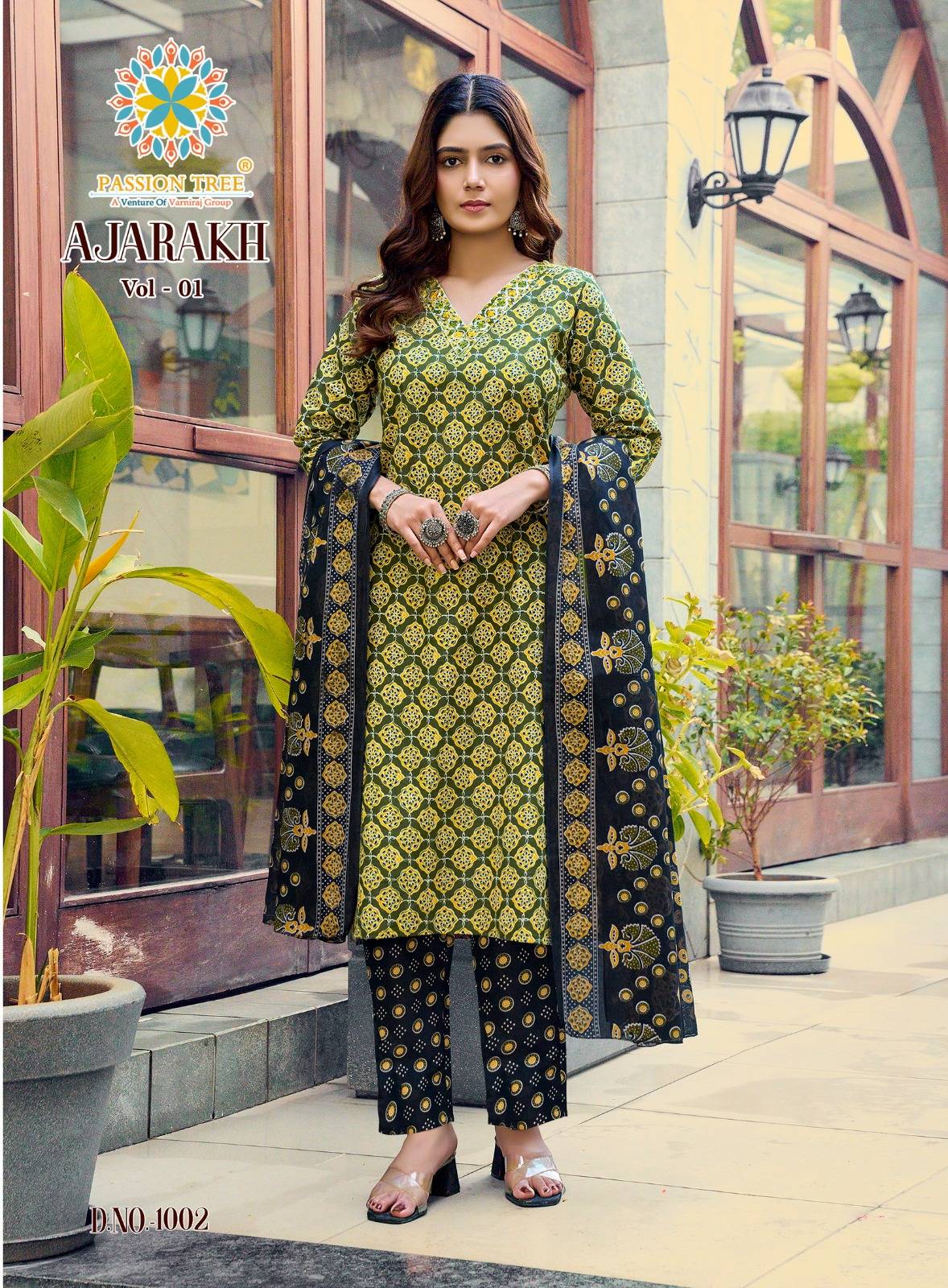  AJARAKH VOL-1 By PASSION TREE 1001 To 1008 Series Beautiful Festive Suits Colourful Stylish Heavy Heavy Cotton readymade dresses At Wholesale Price